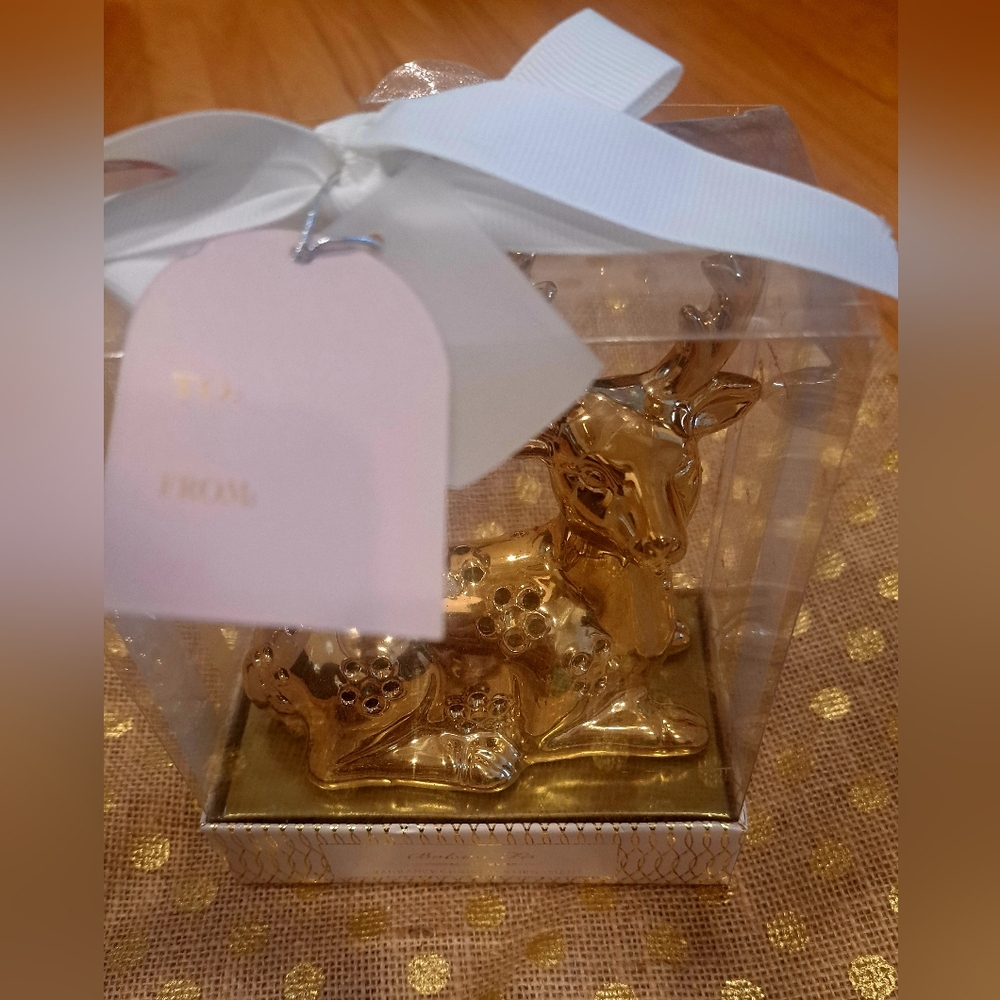 Gold Deer Tree Ornament, Balsam Fir Scent